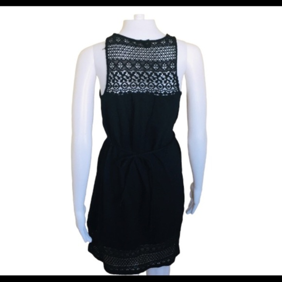 H&M Boho Sleeveless Crochet Dress With Tie Waist Black Size XS - Picture 3 of 10